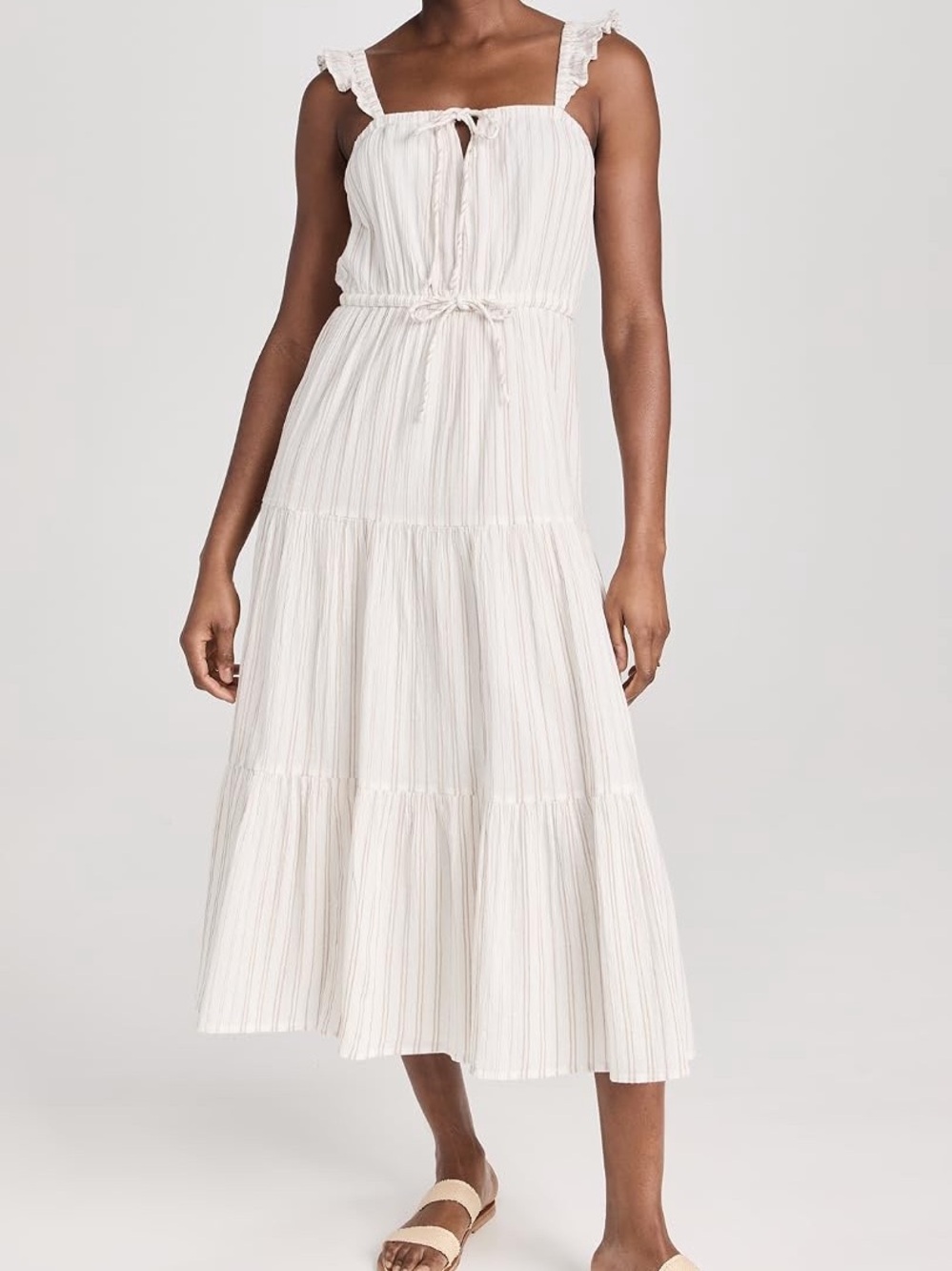 Z Supply Women’s La Brisa Cream Striped Tiered Midi Dress